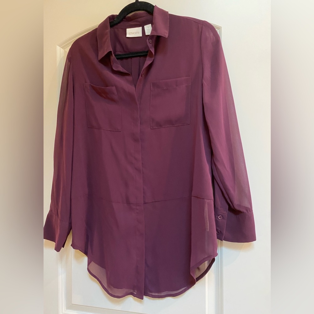 Wine colored Chicos poly blouse - Size 8/ M